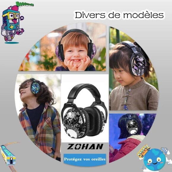 Kids Teens Noise Cancelling Headphones Autism Sensory Ear Protection Skulls - Picture 2 of 12